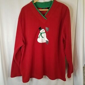 Bobbie Brooks Christmas Sweater Womens 3XL Snowman Holiday Winter Red Sweatshirt
